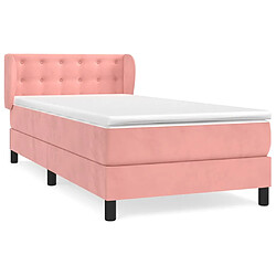 vidaXL Sommier à lattes de lit avec matelas Rose 90x200 cm Velours