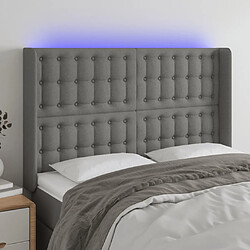 vidaXL Tête de lit à LED Gris foncé 147x16x118/128 cm Tissu