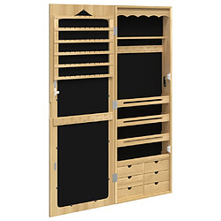 Helloshop26 Armoire à bijoux meuble rangement organisateur chambre vestiaire salle de bain avec miroir murale 37,5 x 10 x 106 cm marron 02_0022829