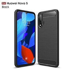 Wewoo Coque TPU en fibre de carbone à texture brossée pour Huawei Nova 5 noire