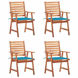 Maison Chic Lot de 4 Chaises à dîner de jardin avec coussins,Fauteuil/Chaises à manger d'extérieur Acacia massif -MN71732