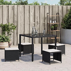 Avis vidaXL Tabourets de jardin et coussins lot de 4 noir 40x40x35 cm rotin