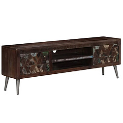 Helloshop26 Meuble télé buffet tv télévision design pratique bois de récupération solide 140 cm 2502159