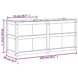 vidaXL Jardinière cire marron 150x50x70 cm bois de pin massif pas cher