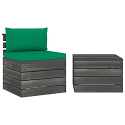 Maison Chic Salon palette de jardin 2 pcs avec coussins,Table et Chaises d'extérieur,Mobilier de jardin Bois de pin massif -MN48381