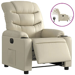 vidaXL Fauteuil inclinable électrique Crème Similicuir