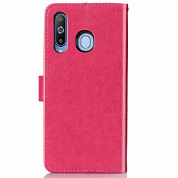 Wewoo étuis en cuir Coque Housse Étui à motif de fleurs repiquées Lucky Clover pour Galaxy A8s, avec porte-cartes et porte-cartes, porte-monnaie dragonne (Rose rouge)