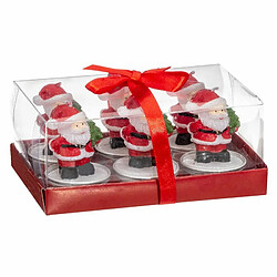 Lot de 6 Bougies Déco Père Noël 6cm Rouge & Blanc