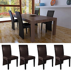 Avis Maison Chic Lot de 4 Chaises à manger,Chaise pour cuisine marron foncé similicuir -MN17967