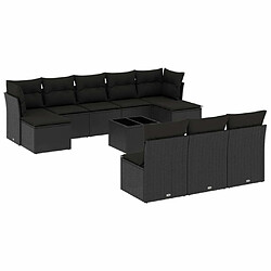 Maison Chic Salon de jardin 11 pcs avec coussins | Ensemble de Table et chaises | Mobilier d'Extérieur noir résine tressée -GKD10207