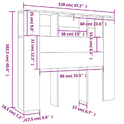 vidaXL Armoire de tête de lit chêne fumé 120x18,5x102,5 cm pas cher