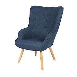 Toilinux Fauteuil Noor avec pieds en bois - Bleu denim