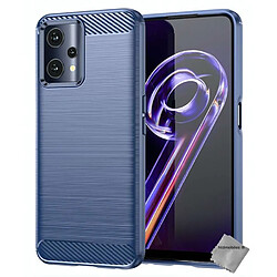 Htdmobiles Coque silicone gel carbone pour Realme 9 Pro 5G + film ecran - BLEU FONCE