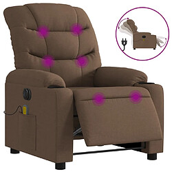 Maison Chic Fauteuil Relax pour salon, Fauteuil inclinable de massage électrique marron tissu -GKD83527