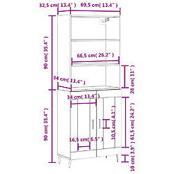 vidaXL Buffet haut Blanc 69,5x34x180 cm Bois d'ingénierie pas cher