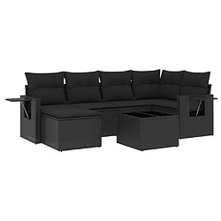 vidaXL Salon de jardin 7 pcs avec coussins noir résine tressée