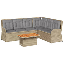 vidaXL Salon de jardin avec coussins 5 pcs beige résine tressée