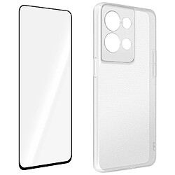 Avizar Coque Oppo Reno 8 5G Silicone Gel Souple et Film Verre Trempé 9H Contour noir