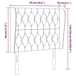 Acheter vidaXL Tête de lit avec oreilles Marron foncé 93x23x118/128 cm Tissu