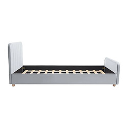 Acheter Vente-Unique Lit 90 x 190 cm - Velours avec coutures verticales - Gris + Matelas - ROGADI