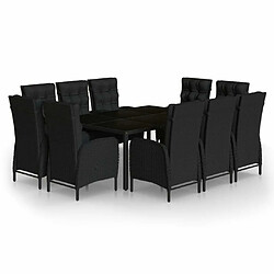 Maison Chic Mobilier à dîner 11 pcs de jardin - Ensemble table et chaises d'extérieur - Salon/Mobilier de jardin classique Résine tressée Noir -MN99973