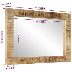 vidaXL Miroir 70x50 cm bois de manguier massif et verre pas cher