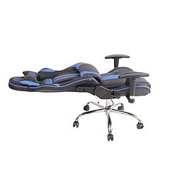 Acheter Decoshop26 Fauteuil de bureau gamer design sportif fonction de massage chauffant avec coussins en PVC noir / bleu 10_0002530