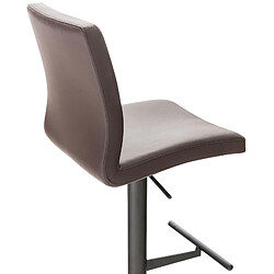 Decoshop26 Tabouret de bar x1 réglable en hauteur et pivotant à 360° plateforme ronde en métal noir assise en PVC marron 10_0004570