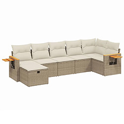 vidaXL Salon de jardin avec coussins 7 pcs beige résine tressée