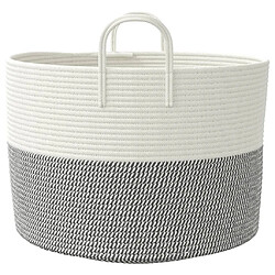 Acheter vidaXL Panier de rangement gris et blanc Ø51x33 cm coton