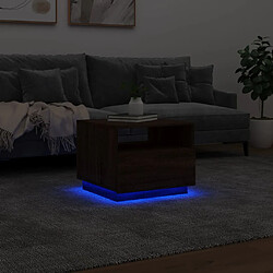 ComfortXL Table Basse Avec Lumières LED Chêne Marron 50x49x40 Cm pas cher