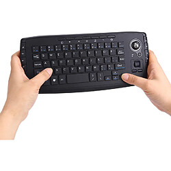 Mini clavier multimédia sans fil 2,4 GHz avec molette de souris Trackball adapté pour PC/Mac/Android TV Box, télécommande, structure X