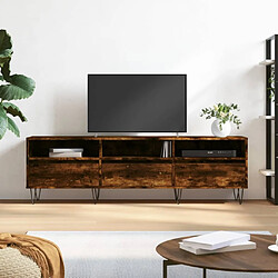 Maison Chic Meuble TV scandinave - Banc TV pour salon chêne fumé 150x30x44,5 cm bois d'ingénierie -MN56449