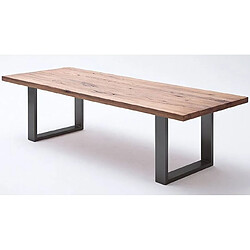 Table à manger en chêne massif bassano/anthracite - L.180 x H.76 x P.100 cm -PEGANE-