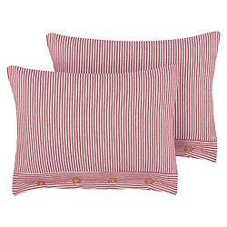 Beliani Lot de 2 coussins AALITA Coton 40 x 60 cm À rayure Rouge