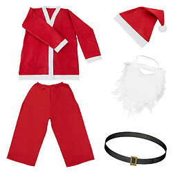 ECD Germany Costume de Père Noël, 5 Pièces, Taille Unique S-XL, en Polyester, Rouge/Blanc, avec Haut Pantalon Bonnet Barbe Ceinture, Ensemble Classique de Déguisement Complet Adulte/Homme, One Size