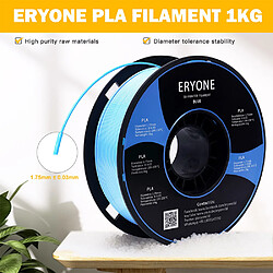 None Filament PLA ERYONE pour imprimante 3D 1,75 mm Tolérance 0,03 mm 1 kg (2,2 lb)/bobine - Bleu