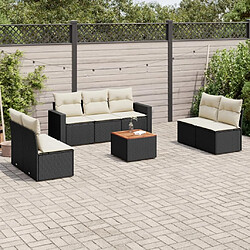 Maison Chic Ensemble Tables et chaises d'extérieur 8 pcs avec coussins,Salon de jardin noir résine tressée -GKD711382