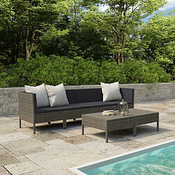 Maison Chic Salon de jardin 6 pcs + coussins - Mobilier/Meubles de jardin - Table et chaises d'extérieur Résine tressée Gris -MN21465