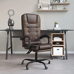 vidaXL Fauteuil de massage inclinable de bureau Marron Similicuir