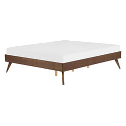 Beliani Lit double en bois foncé 140 x 200 cm BERRIC