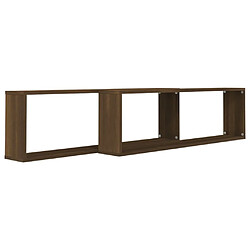 Avis Maison Chic Lot de 2 Étagères murales,Étagère Rangement flottate cube Chêne marron 100x15x30 cm Bois -MN88810