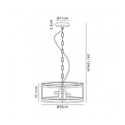 Luminaire Center Suspension 2 ampoules Laiton antique