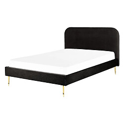 Beliani Lit double en velours noir 140 x 200 cm FLAYAT