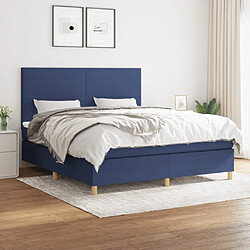 Maison Chic Lit adulte- Lit + matelas,Sommier à lattes de lit avec matelas Bleu 160x200 cm Tissu -GKD31492