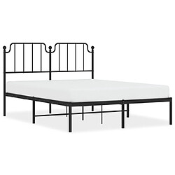 Maison Chic Cadre/structure de lit métal et tête de lit pour adulte - Lit Moderne Chambre noir 135x190 cm -MN25313