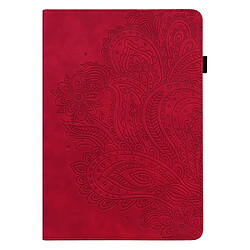 Etui en PU motif fleur avec support et porte-cartes rouge pour votre Xiaomi Pad 5/Pad 5 Pro