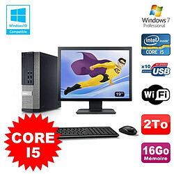 Lot PC Dell 7010 SFF Core I5 2400 3.1GHz 16Go Disque 2To Wifi W7 + Ecran 19" - Occasion