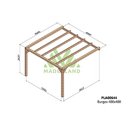 Maderland Pergola accolée en bois lamellé-collé Burgos 400 x 400 cm