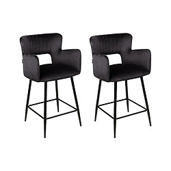 Beliani Lot de 2 chaises de bar SANILAC Velours Noir